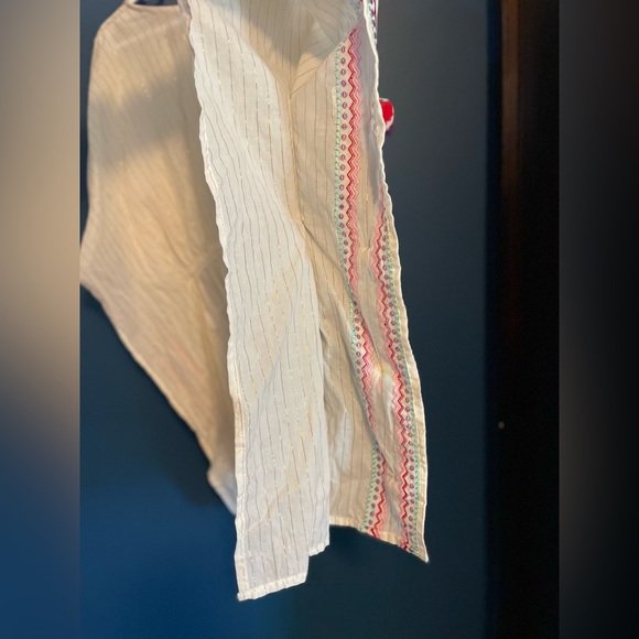 AMERICA & BEYOND ZEPHYR DETAIL DETAIL COVER-UP, BEIGE/GOLD STRIPE Girls size S - Picture 4 of 7